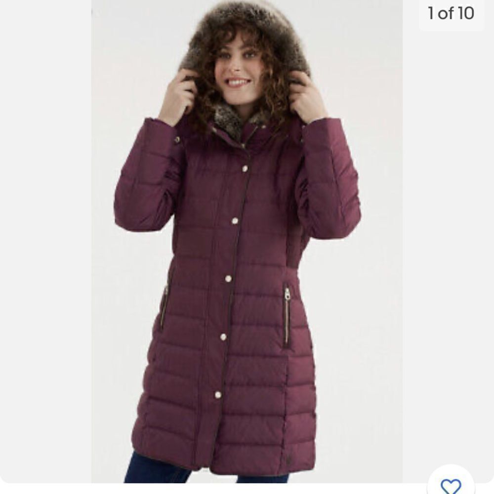 Joules Purple Mid Length Hooded Puffer Coat | Size 2